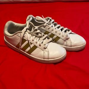 White and Gold Adidas Shoes